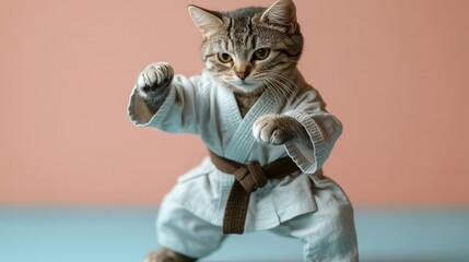 "Martial Arts Master Kitten: A Purr-fect Fighter!"
"The Kung Fu Kitty: A Feline with Moves!"
"Paws and Grace: The Cat Who Does Kung Fu!"
"Flexing Her Paws: The Kung Fu Cat's Story"
"Cats of Steel: The