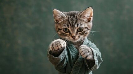 "Martial Arts Master Kitten: A Purr-fect Fighter!"
"The Kung Fu Kitty: A Feline with Moves!"
"Paws and Grace: The Cat Who Does Kung Fu!"
"Flexing Her Paws: The Kung Fu Cat's Story"
"Cats of Steel: The