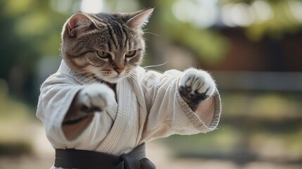"Martial Arts Master Kitten: A Purr-fect Fighter!"
"The Kung Fu Kitty: A Feline with Moves!"
"Paws and Grace: The Cat Who Does Kung Fu!"
"Flexing Her Paws: The Kung Fu Cat's Story"
"Cats of Steel: The