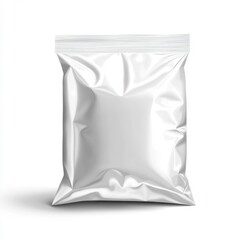 Shiny Metallic Snack Packaging Mockup on White for Product Presentation