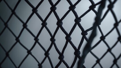 Fototapeta premium Close-up of net pattern. Rope net design. Fisherman net texture. Hunting net rope pattern.