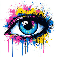 eye graffiti sticker, AI generated
