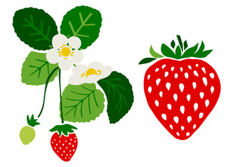 レトロな手描きのいちごイラスト