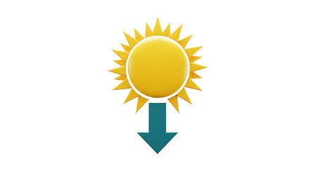 Isolated Sun with Arrow Down