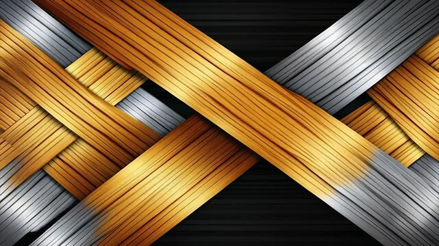 Gold and Silver Woven Design on Dark Background