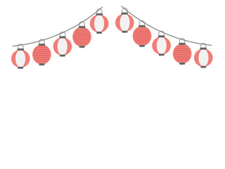 夏祭り  提灯  フレーム  イラスト © ayano