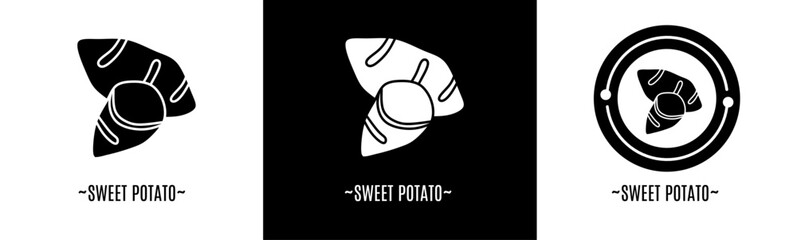 Sweet potato logo set. Collection of black and white logos. Stock vector.