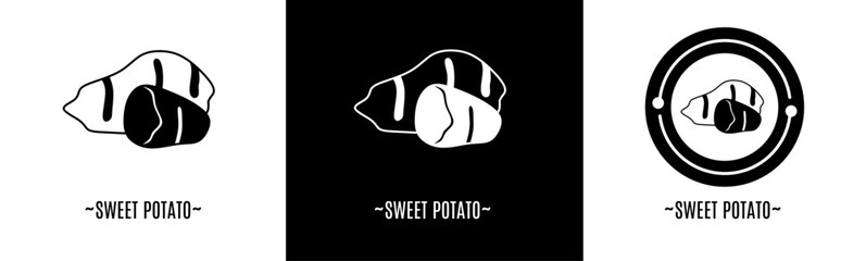 Sweet potato logo set. Collection of black and white logos. Stock vector.