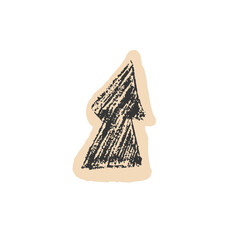 Arrow sticker doodle style. Pointer for collage isolated on white background. Vector crayon drawn illustration