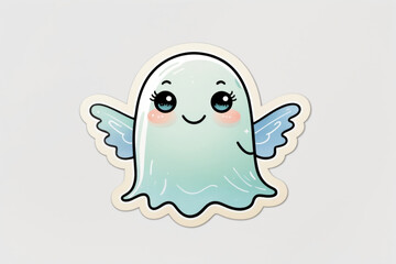 A delightful illustration of a cute ghost with wings, perfect for Halloween and other festive designs.
