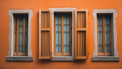 Obraz premium Aged Windows and Orange Walls