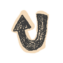 Arrow sticker doodle style. Pointer for collage isolated on white background. Vector crayon drawn illustration.