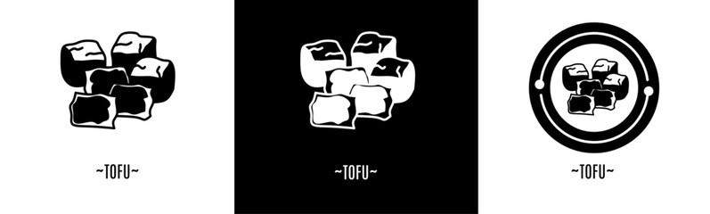 Tofu logo set. Collection of black logos. Stock vector.