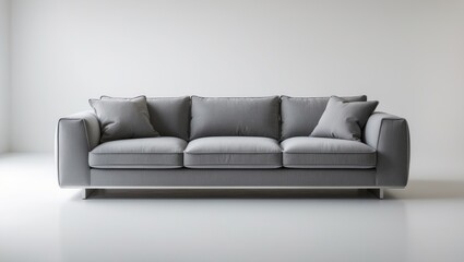 Fototapeta premium Sofa in a modern design against a white background, frontal view