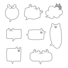 Minimal doodle hand draw animal bear speech bubble balloon, icon sticker memo keyword planner text box banner, flat design vector illustration