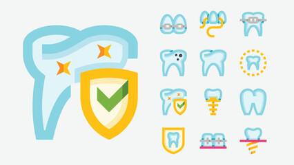 Tooth Oral Care Dentistry Color Icons