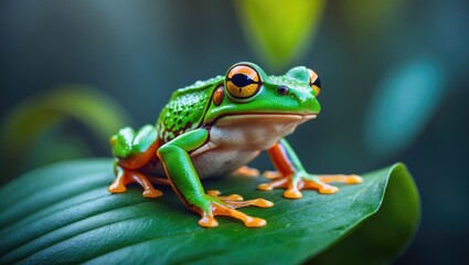 Fototapeta premium Javan tree frog, flying frog, and Wallace frog