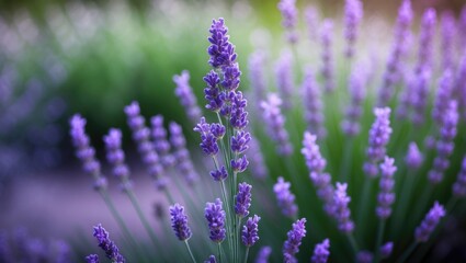 Naklejka premium Lavender against a bokeh backdrop.
