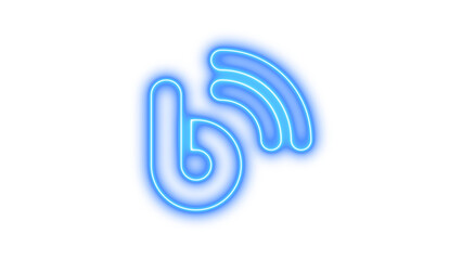 Neon blog icon blue color glow with transparent background