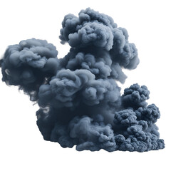 Thick dark smoke cloud rising with soft, wispy tendrils, isolated on transparent background for dramatic effect