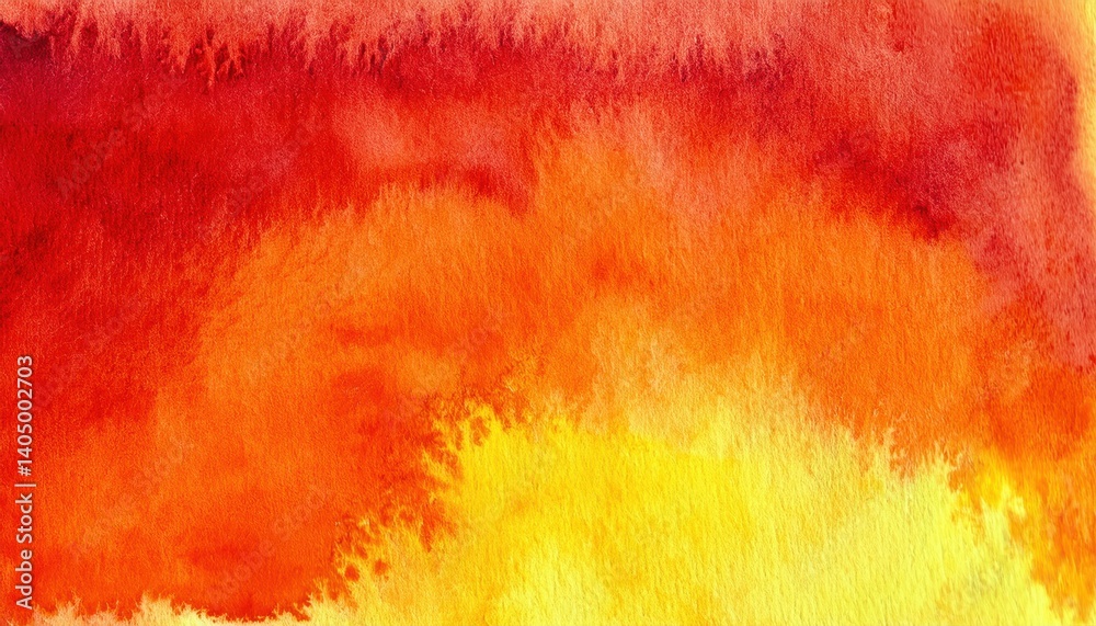Poster vibrant red orange yellow watercolor texture for background design, fiery gradient art for digital g