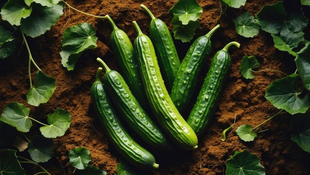 Cucumis melo var. flexuosus: A salad vegetable featuring elongated, curved fruits that grow on a vine adorned with tendrils and small yellow flowers.