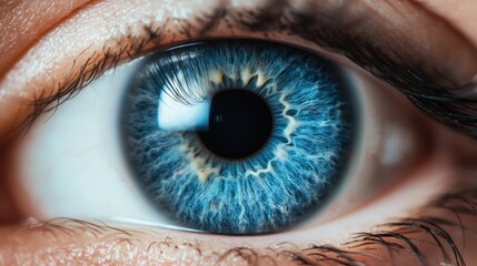 Fototapeta premium Close-up vibrant blue human eye detail.