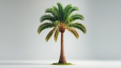 Obraz premium Large, solitary palm tree with lush green fronds against a background.