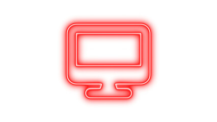 Neon desktop icon red color glow with transparent background
