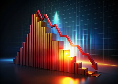 Economic Downturn: Falling Market Graph, Recession, Financial Crisis Stock Photo