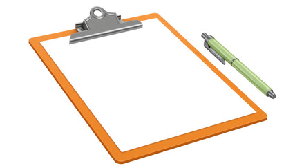 Isolated Orange Clipboard with Pen