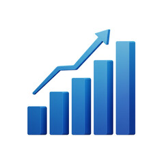 3D Growing Bar Chart Arrow Business Growth Financial Investment Success Market Trend Analysis Increase