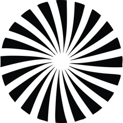 Abstract black and white radiating sunburst design.
