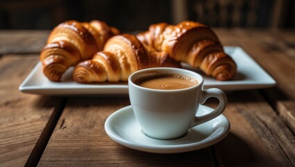 Cup of espresso served with brioches