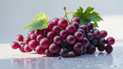 Fototapeta premium Dark grapes against a white backdrop