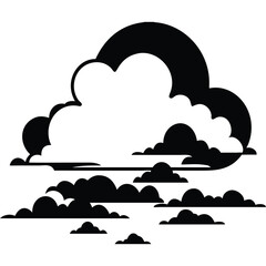 Simple black and white illustration of clouds.