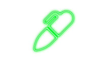 Neon marker icon green color glow with transparent background