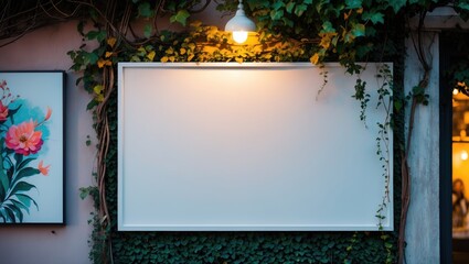 Empty shop signage displayed on a wall.