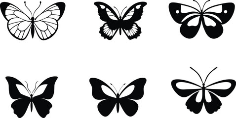 Obraz premium Six Butterfly Silhouettes with Unique Wing Patterns
