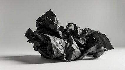 Textured black paper with noticeable lines and highlights resulting in an abstract arrangement.