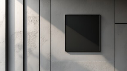Black square sign featuring a blank area for your logo on the wall, mockup