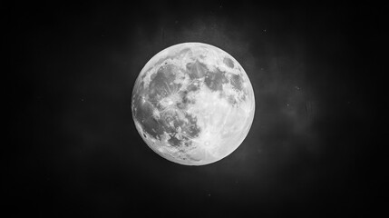 Naklejka premium Full Moon in a Dark Night Sky