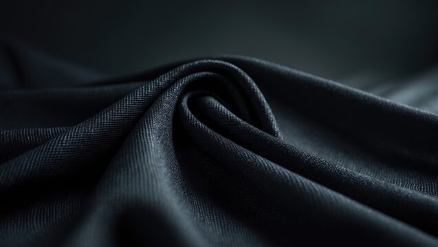Black textile background texture. Material for designing furniture and interior decor.