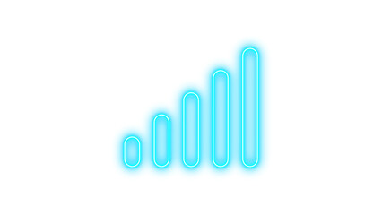 Neon signal icon cyan color glow with transparent background