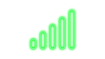Neon signal icon green color glow with transparent background