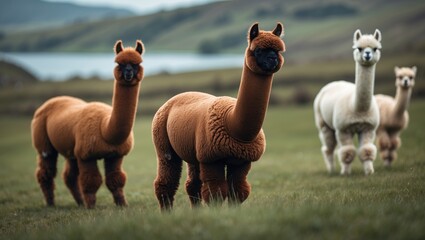 Fototapeta premium brown alpaca that is adorable and cute