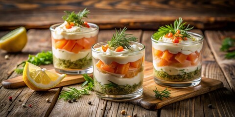 Elegant Smoked Salmon Verrines Appetizer - Gourmet Food Photography