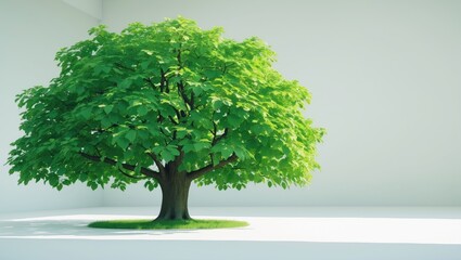 Fototapeta premium big green tree set against a white background