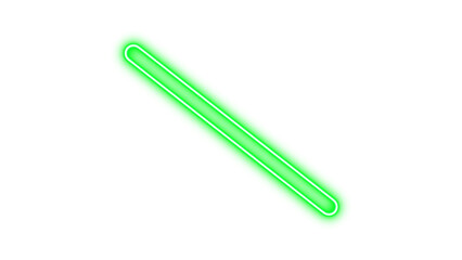 Neon slash icon green color glow with transparent background.