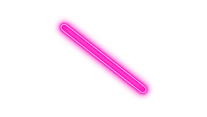 Neon slash icon pink color glow with transparent background